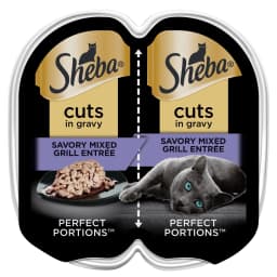 Sheba Wet Cat Food Cuts in Gravy Savory Mixed Grill Entree Perfect Portions Twin-Pack Tray, 2.6 oz - Thumbnail 1