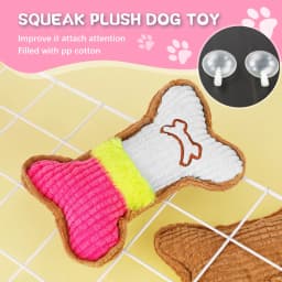 Armscye 5 Pack Puppy Chew Toys for Teething Small Dogs, Pink Rubber Puppy Teething Toys Plush Squeaky Dog Toys for Cleaning Teeth Interactive Pet - Thumbnail 2