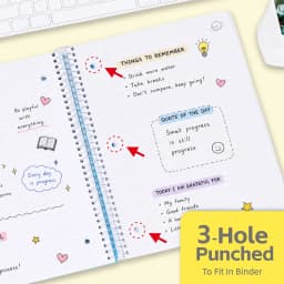 Comix 3 Subject Notebook,3-Pack College Ruled Spiral Notebook with Pocket Dividers 11"x 8.5", 150 Sheets,Black White Pink - Thumbnail 2