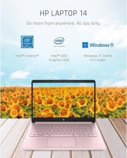 HP New 14" HD Ultra Light Thin Laptop, Quad-Core Intel Celeron Processor, 8GB RAM, 192GB (64GB eMMC+ 128GB Card), Wi-Fi - Thumbnail 3