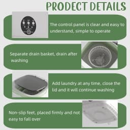 Daretodo Portable Washing Machine, 13L High-Capacity for Underwear, Baby Clothes and Socks,Complimentary drain basket and drain pipe,for family - Thumbnail 4