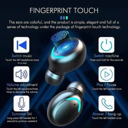 RHEA- New Wireless Bluetooth Earphones W/ Led Charging Case Touch Control - Thumbnail 2