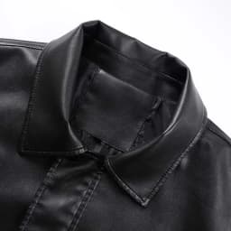 Men Faux Leather Bomber Jacket Collared Zip Up Button Detail Long Sleeve Oversized Spring Fall Casual Biker Coat,M-3XL - Thumbnail 7