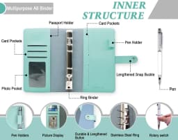 Money Saving Binder with Cash Envelopes, Including Zipper PVC Pockets, Cash Envelopes, Stickers and Pen, Blue - Thumbnail 2