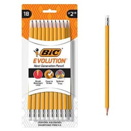 BIC Evolution Cased Pencil, #2 Lead, Yellow Barrel, 18-Count - Thumbnail 1