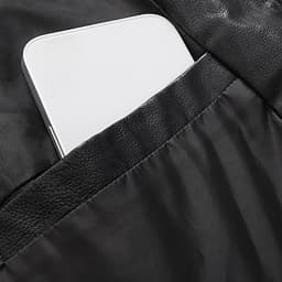 Gamivast Striped Jacket for Men Faux Leather Casual Color Block Motorcycle Coat Vintage Pu Biker Outerwear Stand Collar Zip up Moto Windbreaker - Thumbnail 4