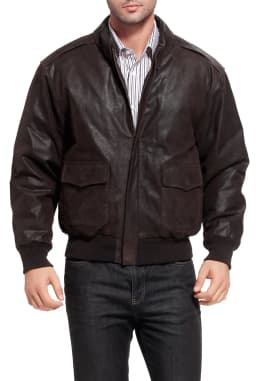 Landing Leathers Mens Air Force A-2 Leather Flight Bomber Jacket (Regular & Tall) - Thumbnail 1