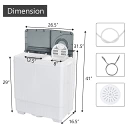 Gymax Portable Semi-automatic Washing Machine 26 lbs Twin Tub Laundry Washer Grey - Thumbnail 2