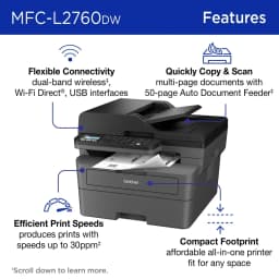 Brother Wireless MFC-L2760DW Compact Monochrome All-in-One Laser Printer with Copy, Scan and Fax, Duplex and Mobile Printing - Thumbnail 3