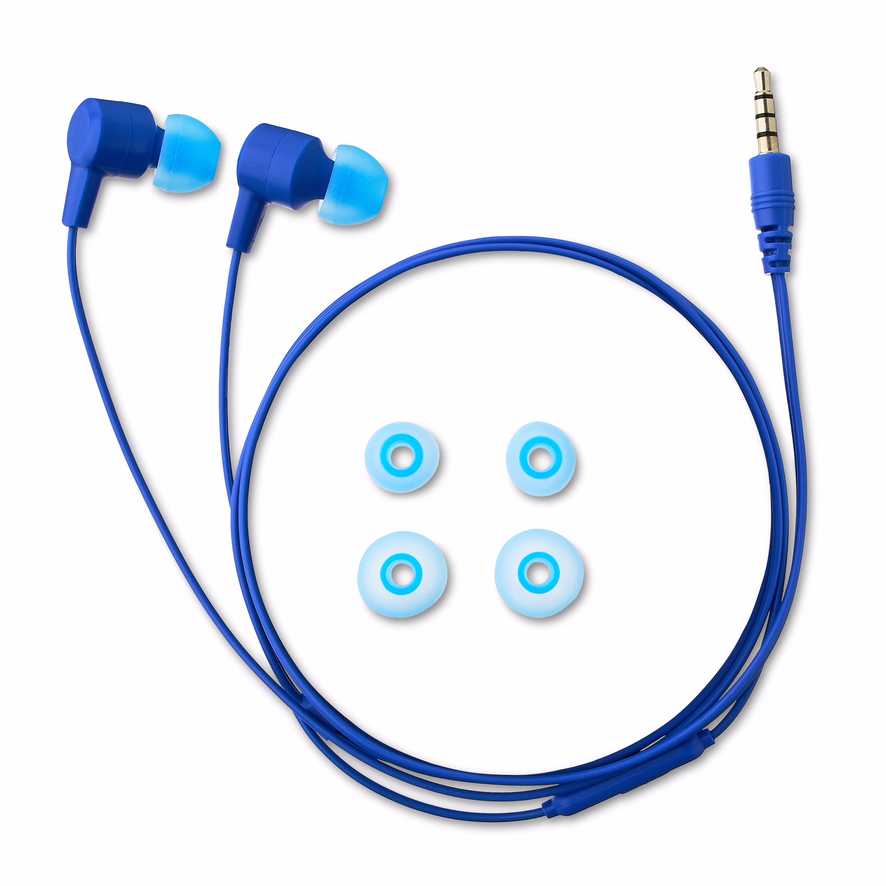 onn Blue Wired Earphones with Microphone and Silicone Ear Tips - Thumbnail 2