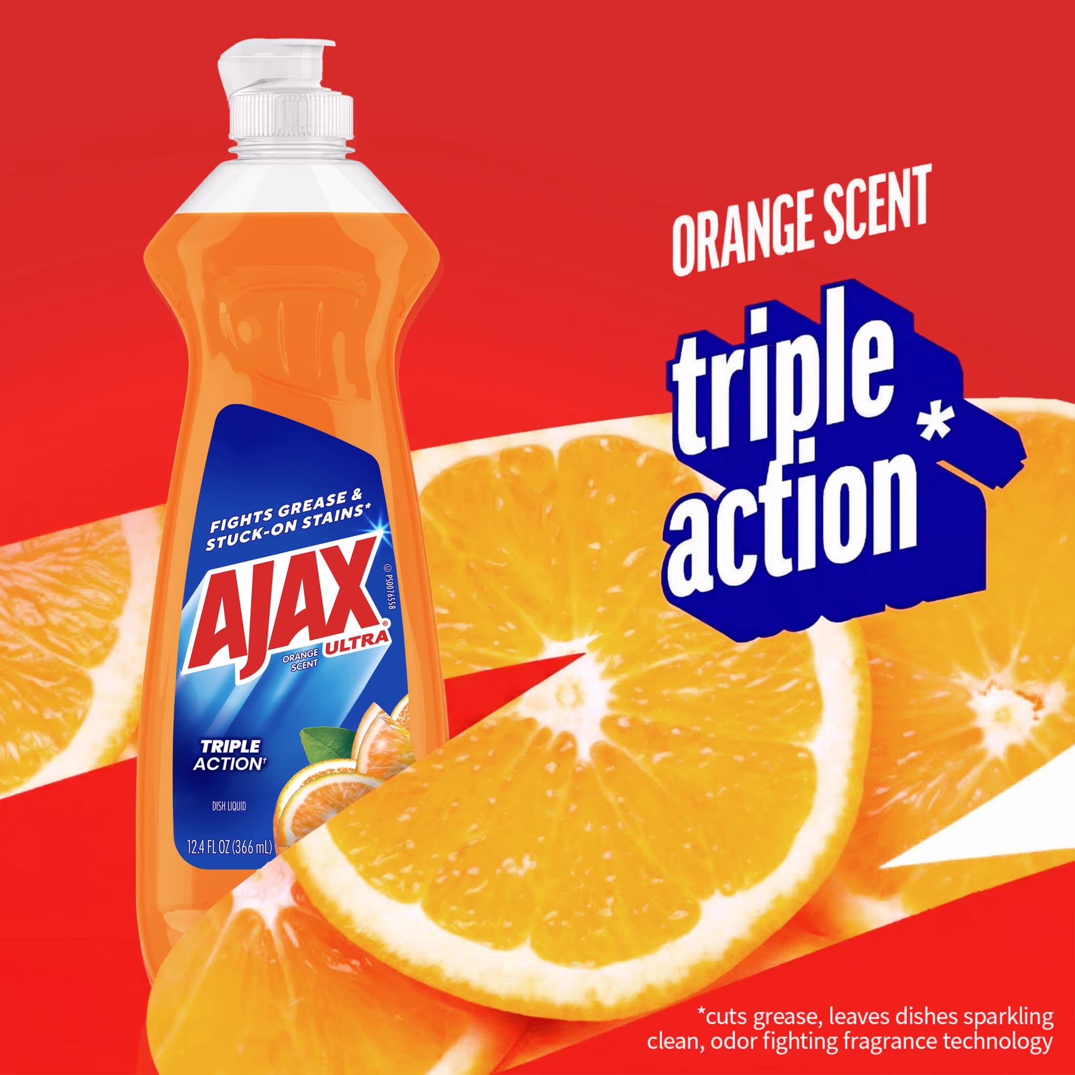 Ajax Ultra Triple Action Dishwashing Liquid Dish Soap, Orange Scent, 12.4 Fluid Ounce - Thumbnail 2