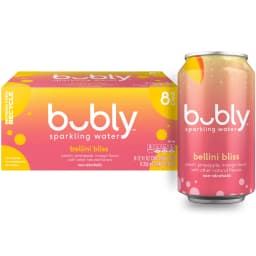 bubly Bellini Bliss Sparkling Water, 12 fl oz, 8 Pack Cans - Thumbnail 1