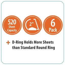 Pen + Gear 3-Ring Durable View Binder, 2 inch Binder Ring Type, Slant D-Ring, White, 6 Pack - Thumbnail 3