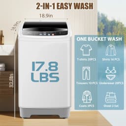 Veeboto 17.8lb Full Automatic Washing Machine, Compact Washing Machine with Drain Pump, Power Motor 20-Mins Quick Wash, LED Display, Washer and Dryer - Thumbnail 2