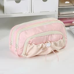 HonestMatter Big Capacity Pencil Case, Drawstring Stationery Pouch, Handheld Pen Bag, 5 Compartments, Dustproof Canvas Material, Pink - Thumbnail 4
