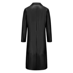 Olyvenn Mens Trench Coat Casual Single Breasted Long Jacket Lightweight PU Leather Trench Coat Long Sleeve Lapel Overcoat Black 4 - Thumbnail 3