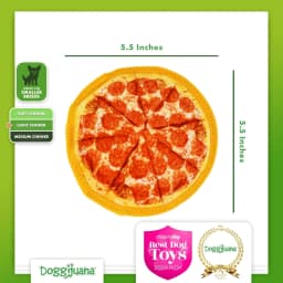 Doggijuana Tuffer Chewer Plush Dog Toy with Juananip Catnip, Squeaky Refillable Toy, Pepperoni Pizza - Thumbnail 3