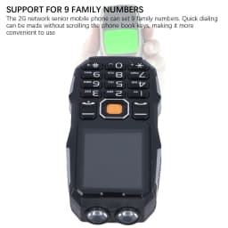 Rugged Seniors Cell Phone 2.6in Ultra Thin Mobile Device 4800mAh Large Battery Triple SIM 2G Network Unlocked Emergency Power Bank Function Heavy Duty Big Button Telephone for Elderly Black - Thumbnail 7