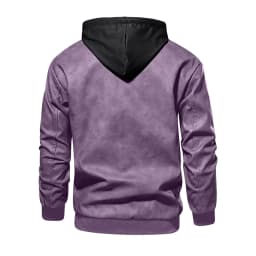 BiZtdJrK Men's Faux Leather Biker Jackets Casual Hooded Bomber Jacket Big and Tall Motorcycle Zip-Up Biker Coat with Hood Purple,XXL - Thumbnail 8