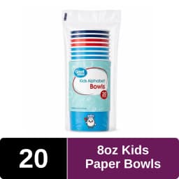 Great Value Kids Disposable Paper Bowls, 8 oz, Multicolor, 20 Count - Thumbnail 1