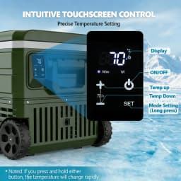 Auseo 68 Quart(64L) Portable Car Refrigerator, -4℉~50℉, 12/24V DC & 110-240V AC, Mini Fridge Freezer for RV Camping, Travel, Truck, Home, Green - Thumbnail 7