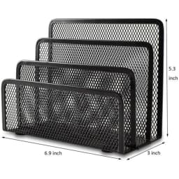 Casewin Desk Mail Organizer, Office Small Letter Sorter Desktop File Organizer Metal Mesh with 3 Vertical Upright Compartments, 1 Packï¼Blackï¼ - Thumbnail 5