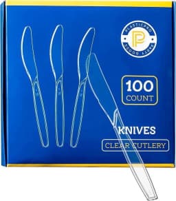 PLASTICPRO Disposable Plastic Knives Silverware Heavyweight Utensils, Clear, Pack - Thumbnail 1