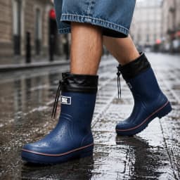 Lcamaw Rain Boots for Men, Waterproof PVC Rubber Boots, Non-Slip Mid-Calf Garden Mud Boots, Comfortable Lightweight Fishing Boots for Yard Farm Hiking Outdoor Work, Size 9 - Thumbnail 2