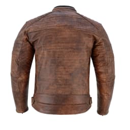 Men's Motorbike Leather Jacket Distress Zip Up Motorcycle Protection Jackets Antique Brown-38 - Thumbnail 5