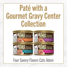 Purina Fancy Feast Savory Centers Wet Cat Food Pate Variety Pack With Chicken, Salmon, Beef, and Tuna Pate with Gravy Center, 3 oz Cans, 12 Pack - Thumbnail 4