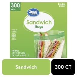 Great Value Double Zipper Sandwich Bags, 300 Count - Thumbnail 1
