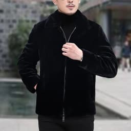 Maoxin Mens Jacket Men's Fashion Vintage Thickened Warm Solid Color Zipper Pocket Long Sleeved Hooded Jacket Plus Size Leather Jacket Black 5XL - Thumbnail 4