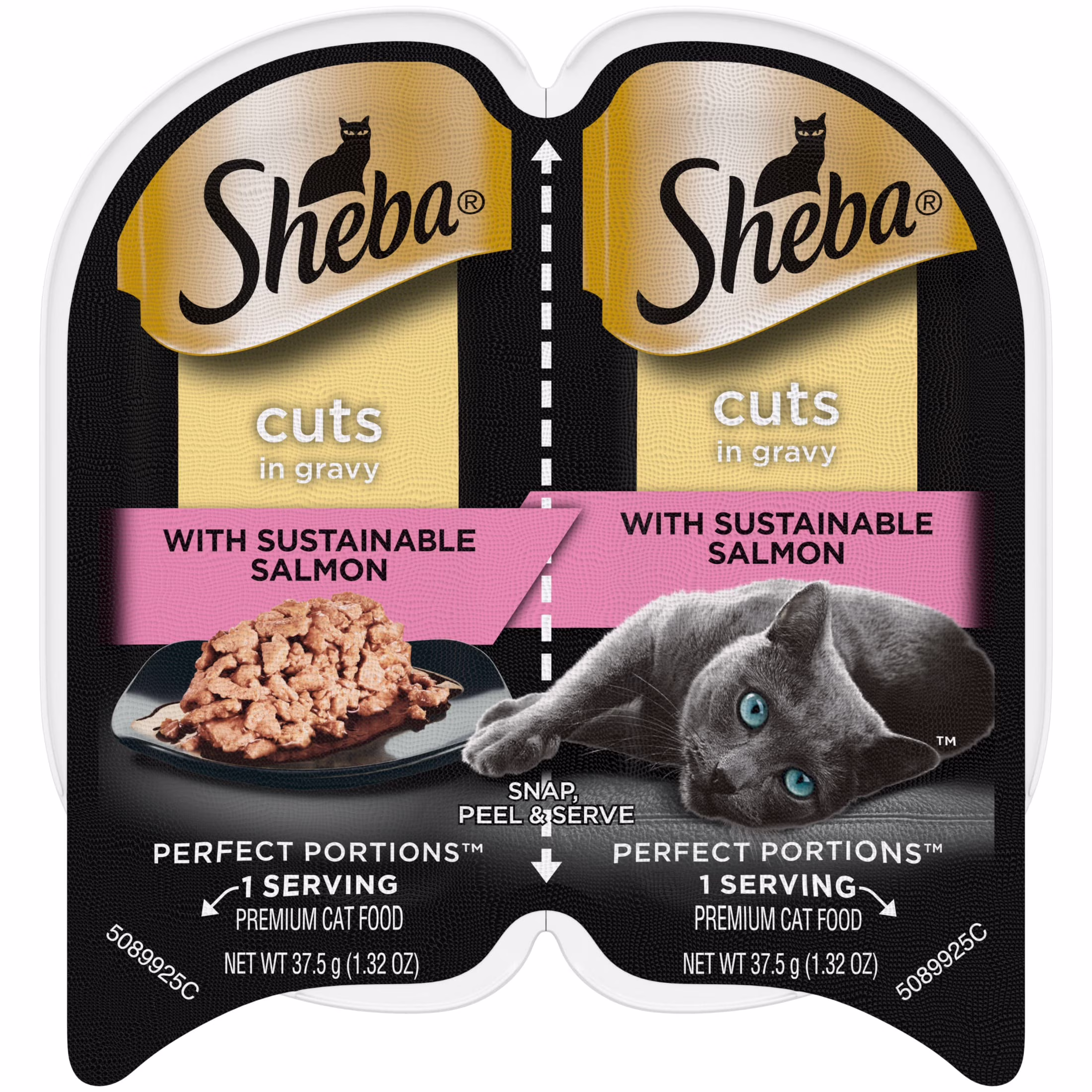 Sheba Perfect Portions Wet Cat Food with Sustainable Salmon Cuts in Gravy, 2.6 oz Twin-Pack Trays