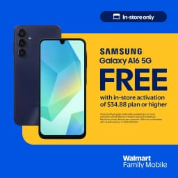 Walmart Family Mobile Samsung Galaxy A16, 128GB, 5G, Black - Prepaid Smartphone [Locked to Walmart Famliy Mobile] - Thumbnail 1