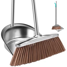 Broom and Dustpan Set with Long Handle Heavy Duty Stainless Steel Dustpan with Broom Space Saving Broom Dustpan Combo Sweeper and Dustpan Set - Thumbnail 9