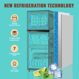 WANAI 4.5 Cu.ft Large Size Mini Fridge with Adjustable Thermostat, Compact Refrigerator Silver, New - Thumbnail 2