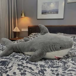 14 Inch Soft Shark Animal Plush Toy Comfortable Stuffed Doll for Car Decor and Holiday Gifting Grey with Detailed Embroidery - Thumbnail 6