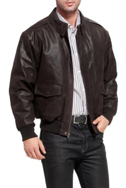 Landing Leathers Mens Air Force A-2 Leather Flight Bomber Jacket (Regular & Tall) - Thumbnail 5