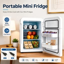 Advwin 25L Mini Fridge Cooler, Compact Personal Refrigerators for Skincare, Beverage, White - Thumbnail 2