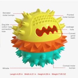 Dog Teething Toys Ball Non Toxic Durable Dog IQ Puzzle Chew Toys for Puppy Small Large Dog Teeth Cleaning/Chewing/Playing/Treat Dispensing Dog Toys - Thumbnail 6