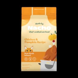 Made by Nacho Dry Cat Kibble, Infused with Bone Broth for Hydration, Cage-Free Chicken & Pumpkin Recipe, High Protein and Grain-Friendly Premium Cat Food, Limited Ingredients, 3lb Bag - Thumbnail 1