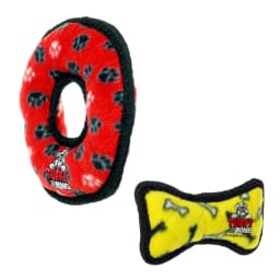 TUFFY Jr Bone Yellow and Ring Red Paw Durable Plush Squeaky Dog Toy, 2 Pack - Thumbnail 6