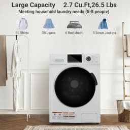 Smad Washer and Dryer Combo 24" 2.7 Cu ft 26 lbs Ventless LED Display 16 Wash Cycles - Thumbnail 5