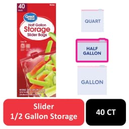 Great Value Half Gallon Slider Storage Bags, 40 Count - Thumbnail 1