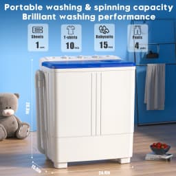 Auertech Portable Washing Machine, 20lbs Twin Tub Washer with Drain Pump Mini Compact Semi-Automatic Washer Spinner - Thumbnail 3