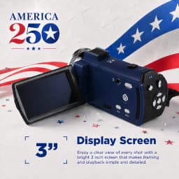 Vivitar PopCam America 250 Digital Camcorder – USA Celebration Edition, Old Glory Blue, 48MP, Full HD 1080P Video, 3" Flip Screen, 16X Digital Zoom - Thumbnail 3