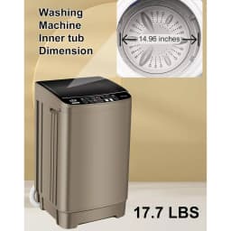 Top Load Washing Machine 17.7 lbs Full Automatic Clothes Washer with 10 Programs & 8 Water Levels for Apartment,Bathroom, Gold - Thumbnail 3