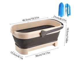 yeiolnoer Foldable Bucket Collapsible Space Saving Portable Cleaning Pail with Handle Pour Spout Long Lasting TPR and Plastic Base Multiuse for Home - Thumbnail 3