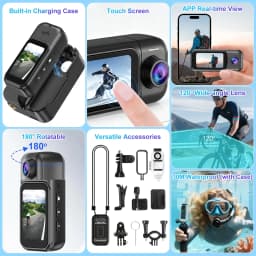 B-Qtech Mini Body Camera 128GB, 1080P Action Cam with 1.5" Touch Screen & Charging Case, Wearable Video Recorder - Thumbnail 6