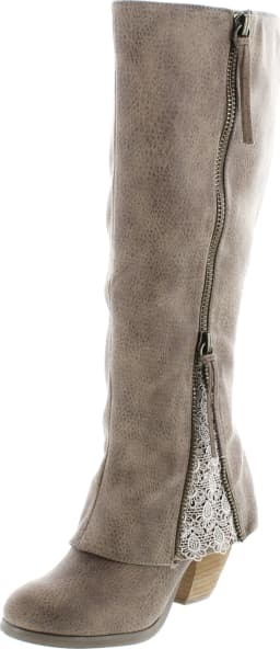 Not Rated Womens Sassy Classy Lace Detail Stacked Heel Knee-High Boots - Thumbnail 1